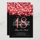 Elegant 18th Birthday Party Sparkles Red Kaart (Voorkant / Achterkant)