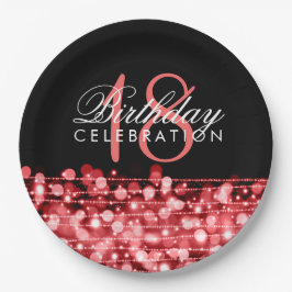 Elegant 18th Birthday Party Sparkles Red Papieren Bordje