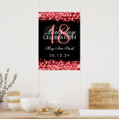 Elegant 18th Birthday Party Sparkles Red Poster (Keuken)