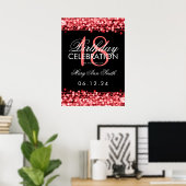 Elegant 18th Birthday Party Sparkles Red Poster (Thuiskantoor)