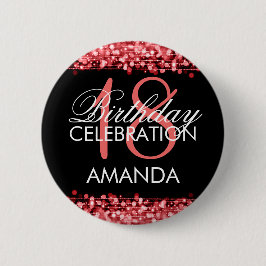 Elegant 18th Birthday Party Sparkles Red Ronde Button 5,7 Cm
