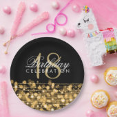 Elegant 18th Birthday Party Sparkles Roos Gold Papieren Bordje (Feest)