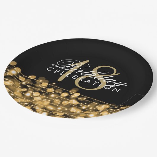 Elegant 18th Birthday Party Sparkles Roos Gold Papieren Bordje (Gekanteld)