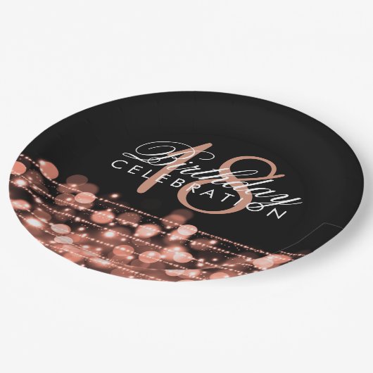 Elegant 18th Birthday Party Sparkles Roos Gold Papieren Bordje (Gekanteld)