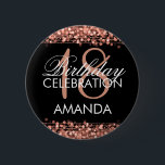 Elegant 18th Birthday Party Sparkles Roos Gold Ronde Button 5,7 Cm<br><div class="desc">Elegant 18th Birthday Party Sparkles Roos Gold name tag sjabloon. Eenvoudig te gebruiken en eenvoudig aan te passen. Bestel vandaag nog!</div>