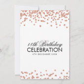 Elegant 18th Birthday Roos Gold Glitter Confetti Kaart (Achterkant)