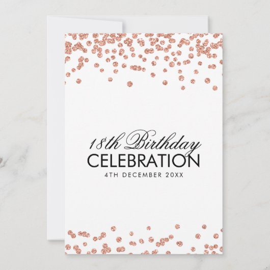 Elegant 18th Birthday Roos Gold Glitter Confetti Kaart (Achterkant)