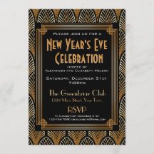 Elegant 1920s Deco Uitnodiging Eve-partij nieuwjaa