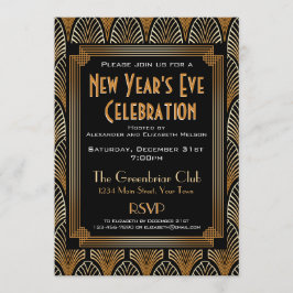 Elegant 1920s Deco Uitnodiging Eve-partij nieuwjaa