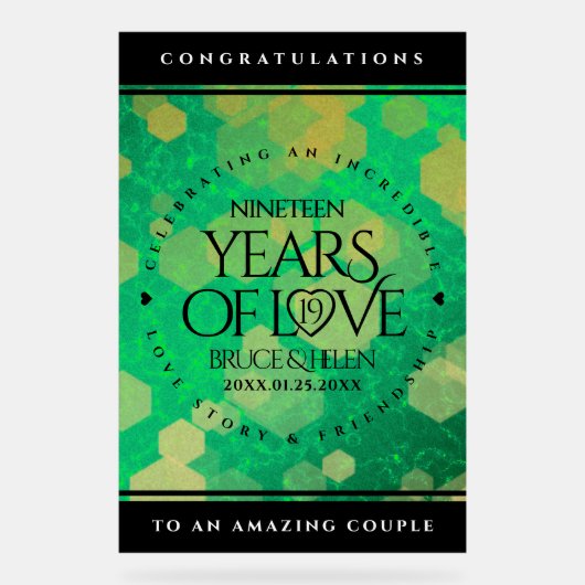 Elegant 19th Jade Wedding Jubileum Celebration Acryl Bord (Voorkant)