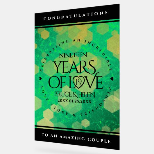 Elegant 19th Jade Wedding Jubileum Celebration Acryl Bord (Hoek)
