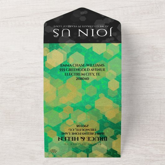 Elegant 19th Jade Wedding Jubileum Celebration All In One Uitnodiging (Buitenkant)