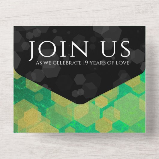 Elegant 19th Jade Wedding Jubileum Celebration All In One Uitnodiging (Achterkant)