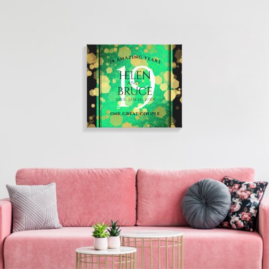 Elegant 19th Jade Wedding Jubileum Celebration Canvas Afdruk (Insitu (Woonkamer))