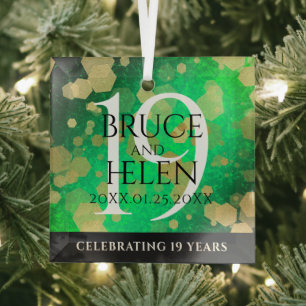 Elegant 19th Jade Wedding Jubileum Celebration Glas Ornament