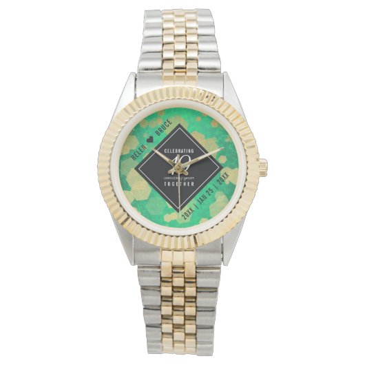 Elegant 19th Jade Wedding Jubileum Celebration Horloge (Voorkant)