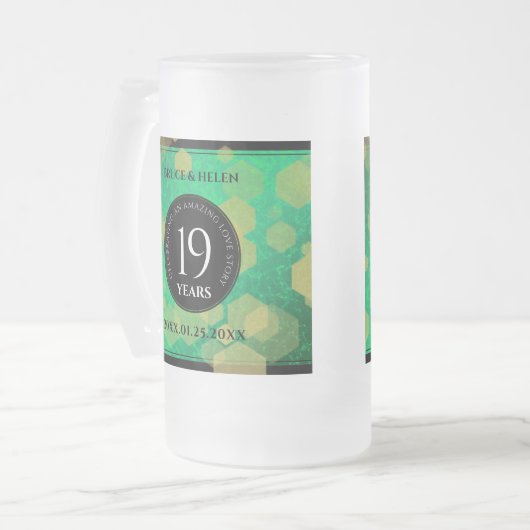 Elegant 19th Jade Wedding Jubileum Celebration Matglas Bierpul (Voorkant links)