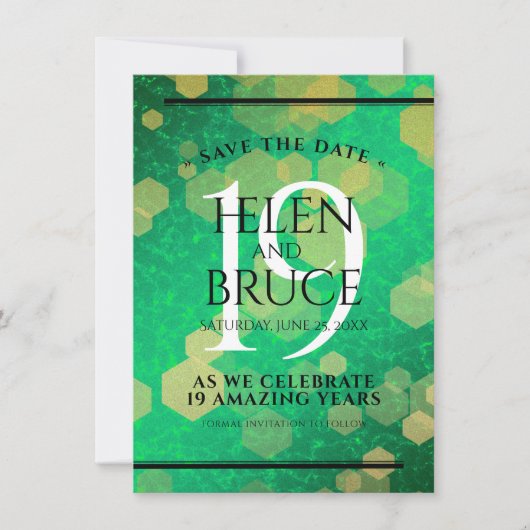 Elegant 19th Jade Wedding Jubileum Celebration Save The Date (Voorkant)