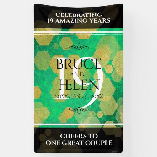 Elegant 19th Jade Wedding Jubileum Celebration Spandoek (Verticaal)