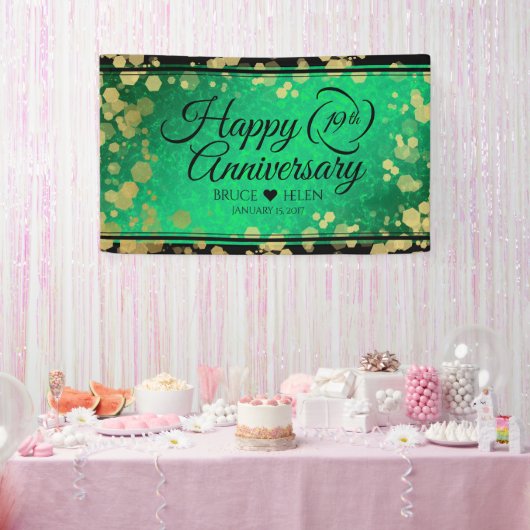 Elegant 19th Jade Wedding Jubileum Celebration Spandoek (Feest)