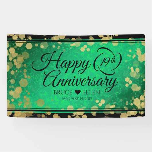 Elegant 19th Jade Wedding Jubileum Celebration Spandoek (Horizontaal)