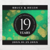 Elegant 19th Jade Wedding Jubileum Celebration Sparkling Wijnetiket (Enkel label)