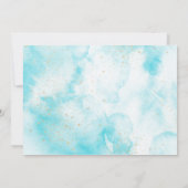 Elegant 1 foto Blauw Waterverf Goud Kruis Doop Bedankkaart (Achterkant)