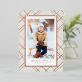 Elegant 1 foto roos goud modern kerstfeest folie feestdagenkaart (Staand Voorkant)