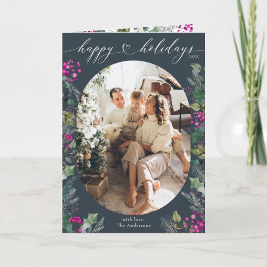 Elegant 1 foto vakantie gevouwen kaart (Voorkant)