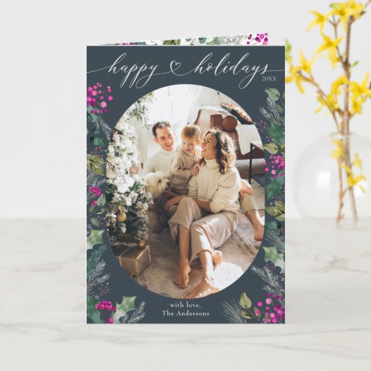 Elegant 1 foto vakantie gevouwen kaart (Gele Bloem)