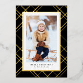 Elegant 1 foto zwarte kerst folie feestdagenkaart (Voorkant)