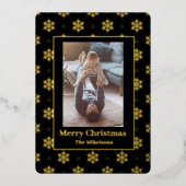 Elegant 1 foto zwarte kerst folie feestdagenkaart (Voorkant)