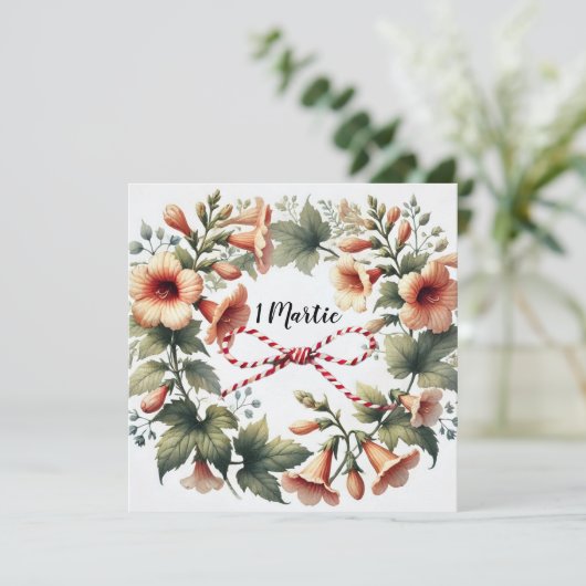 Elegant 1 Martie Kaart met Custom Back Bericht (Staand voorkant)