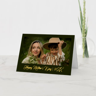 Elegant 1 Photo Calligraphy Mother's Day Folie Wenskaart