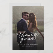 Elegant 1 Photo Wedding Bedankkaart (Voorkant / Achterkant)