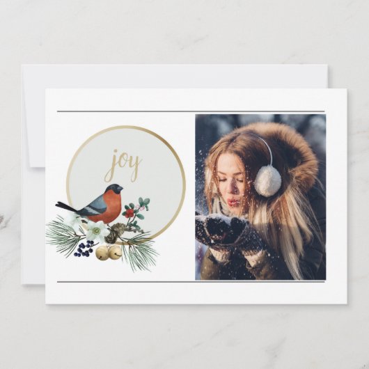 Elegant 1 Photo Winter Robin, JOY Kerstmis (Voorkant)