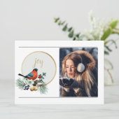 Elegant 1 Photo Winter Robin, JOY Kerstmis (Staand voorkant)
