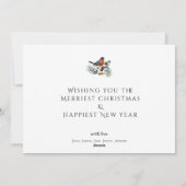 Elegant 1 Photo Winter Robin, JOY Kerstmis Feestdagenkaart (Achterkant)