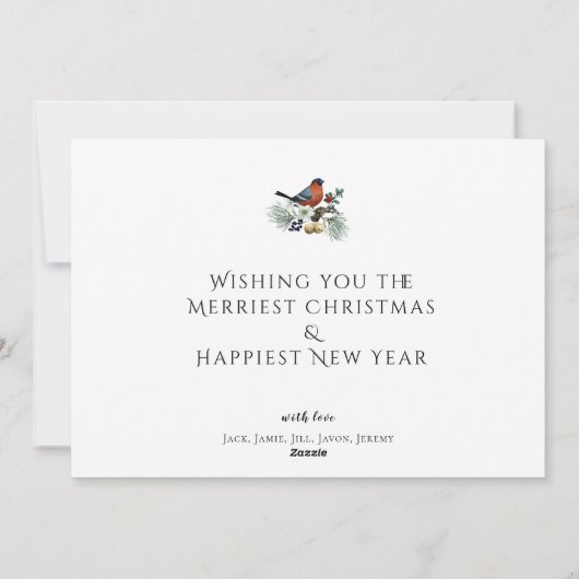 Elegant 1 Photo Winter Robin, JOY Kerstmis Feestdagenkaart (Achterkant)
