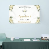 Elegant 1e Heilige Communie Floral Welkom Spandoek (Beurs)