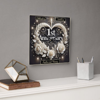 Elegant 1e Jubileum papieren hart Vierkante Klok