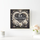 Elegant 1e Jubileum papieren hart Vierkante Klok (Huis)