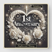 Elegant 1e Jubileum papieren hart Vierkante Klok (Voorkant)