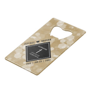 Elegant 1e Jubileum voor weddenschappen op papier Creditkaart Flessenopener