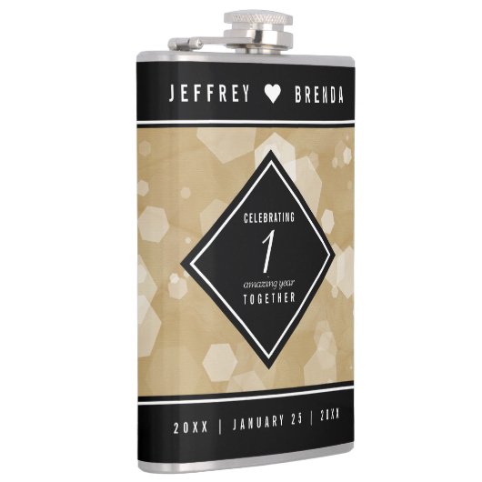 Elegant 1e Jubileum voor weddenschappen op papier Heupfles (Rechts)