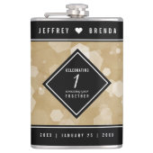 Elegant 1e Jubileum voor weddenschappen op papier Heupfles (Voorkant)