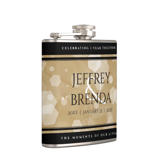 Elegant 1e Jubileum voor weddenschappen op papier Heupfles (Rechts)