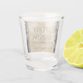 Elegant 1e Jubileum voor weddenschappen op papier Shot Glas (Achterkant)