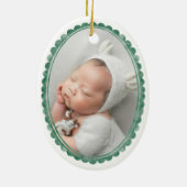 Elegant 1st Christmas Baby Photo Birth Stats Oval  Keramisch Ornament (Achterkant)