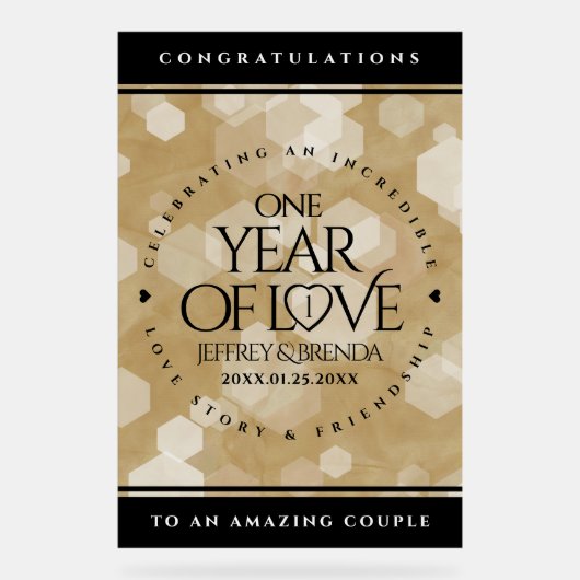 Elegant 1st Paper Wedding Jubileum Celebration Acryl Bord (Voorkant)